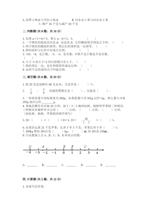 六年级下册数学期末测试卷（巩固）word版.docx