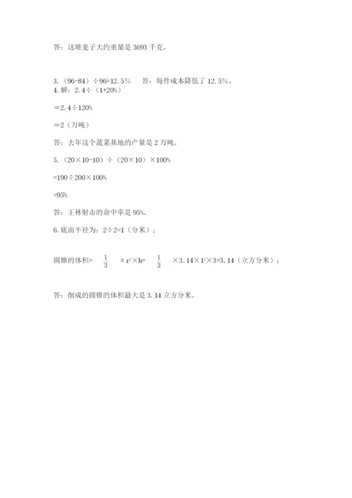 苏教版六年级数学小升初试卷及参考答案一套.docx