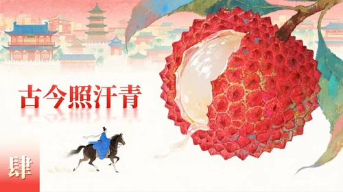 红色岩彩肌理长安的荔枝读书分享PPT模板