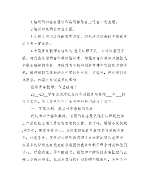 指导青年教师工作总结