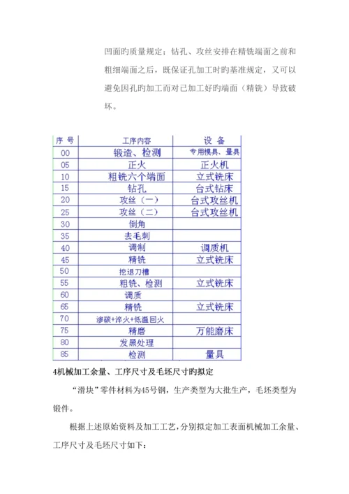 滑块制造标准工艺优质课程设计专项说明书最终版.docx