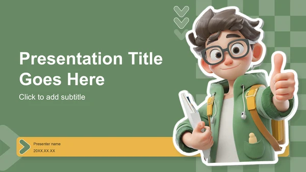 绿色卡通风应届生求职作品集展示PPT主题