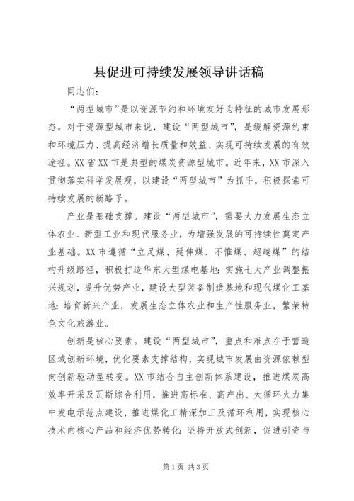 县促进可持续发展领导讲话稿.docx