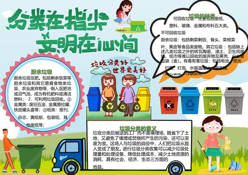 垃圾分类文明环保小学生Word小报