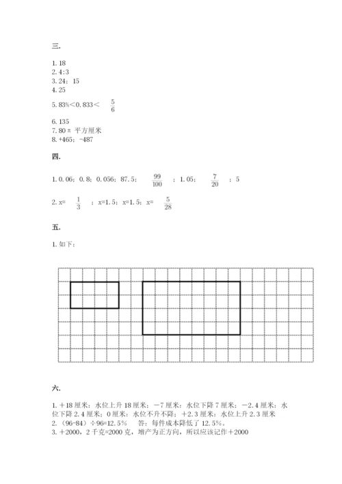 苏教版数学六年级下册试题期末模拟检测卷及完整答案（有一套）.docx