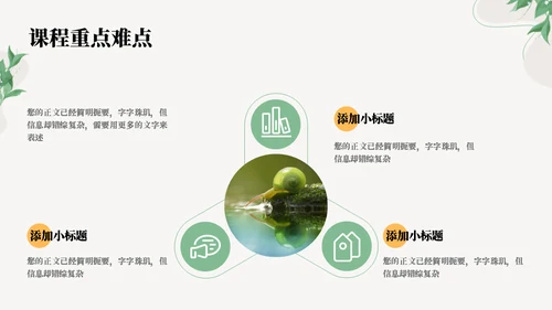 薄荷叶子清新教学通用PPT模板