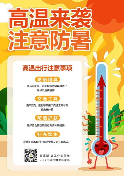 高温预警出行提醒海报word模板