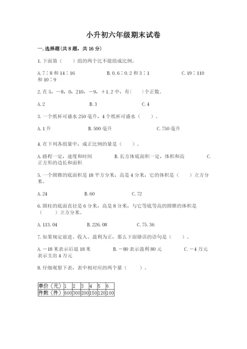 小升初六年级期末试卷及答案（易错题）.docx