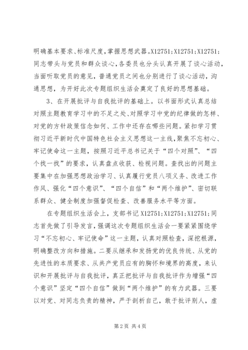 关于“不忘初心、牢记使命”专题组织生活会总结.docx
