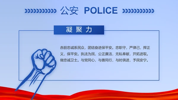 蓝色公安警察年年终总结述职报告PPT