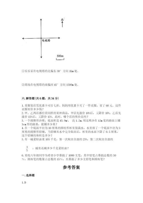 北京市西城区六年级下册数学期末测试卷及答案（典优）.docx