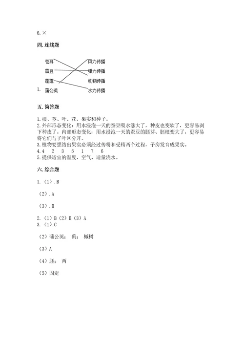 教科版科学四年级下册第一单元《植物的生长变化》测试卷及完整答案（夺冠）