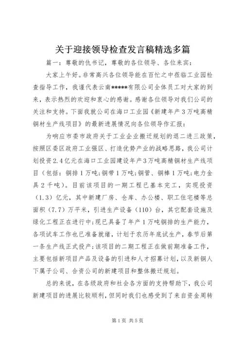 关于迎接领导检查发言稿精选多篇.docx