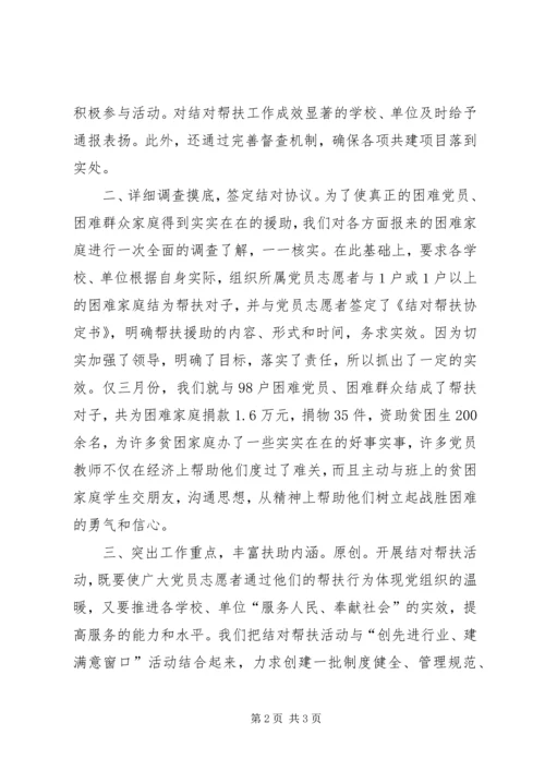 文教局党员志愿者与困难党员困难群众结对帮扶工作小结.docx