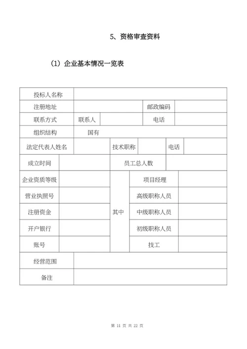 施工项目竞投标文件word模板