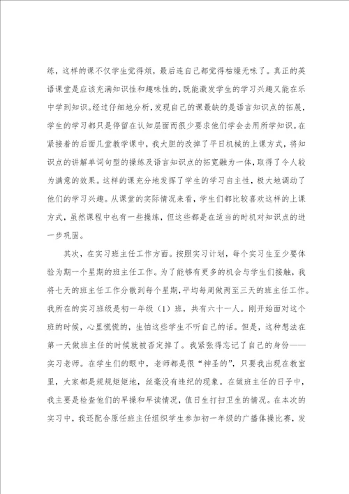 师范生个人实践工作总结