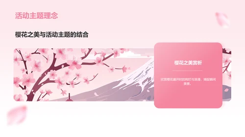 粉色小清新樱花季通用活动策划安排PPT模板