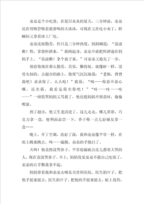 我的弟弟六年级作文