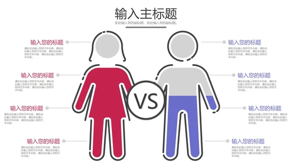 男女对比关系图合集PPT模板