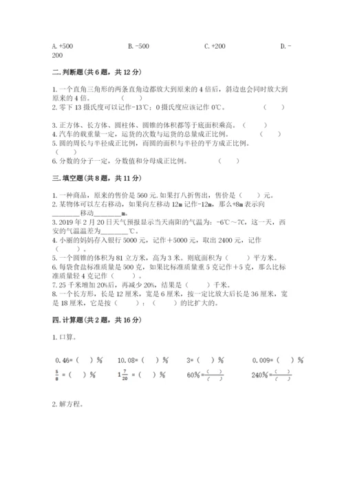 松阳县六年级下册数学期末测试卷一套.docx