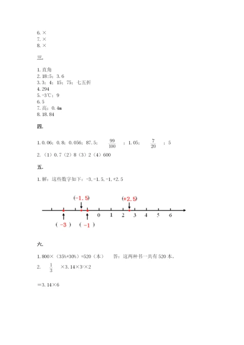 人教版六年级数学下学期期末测试题带答案（基础题）.docx