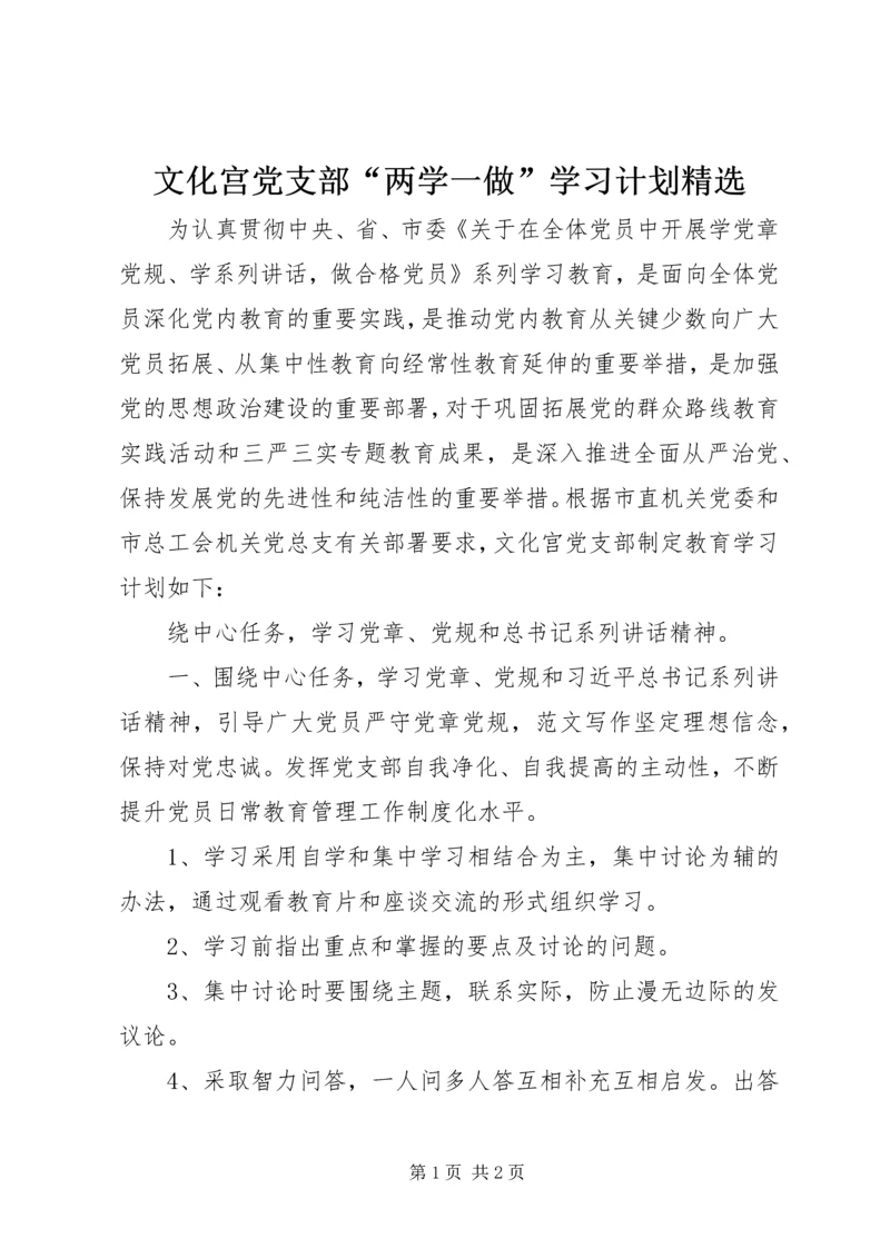 文化宫党支部“两学一做”学习计划精选.docx