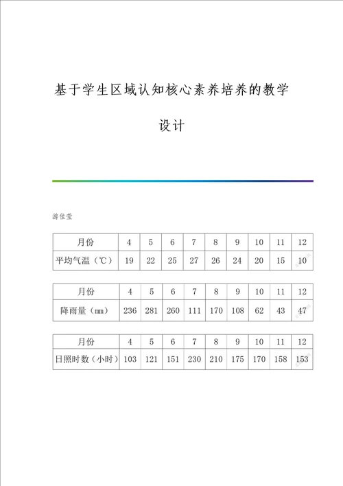 基于学生区域认知核心素养培养的教学设计