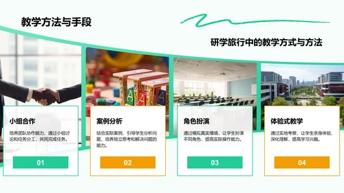 绿色插画风研学旅行宣传介绍PPT模板