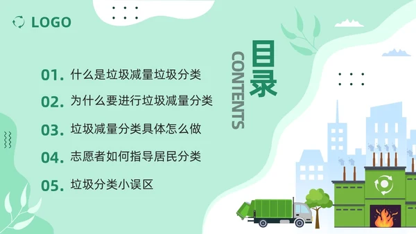 绿色卡通垃圾分类督导员培训PPT模板宣传PPT动态PPT