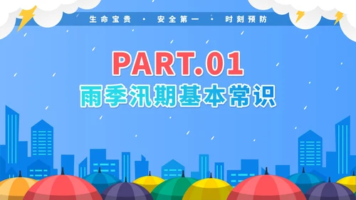 蓝色卡通企业防洪涝安全培训PPT模板