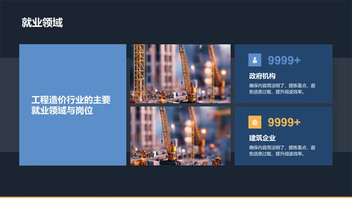 蓝色商务风工程造价职业生涯规划PPT模板