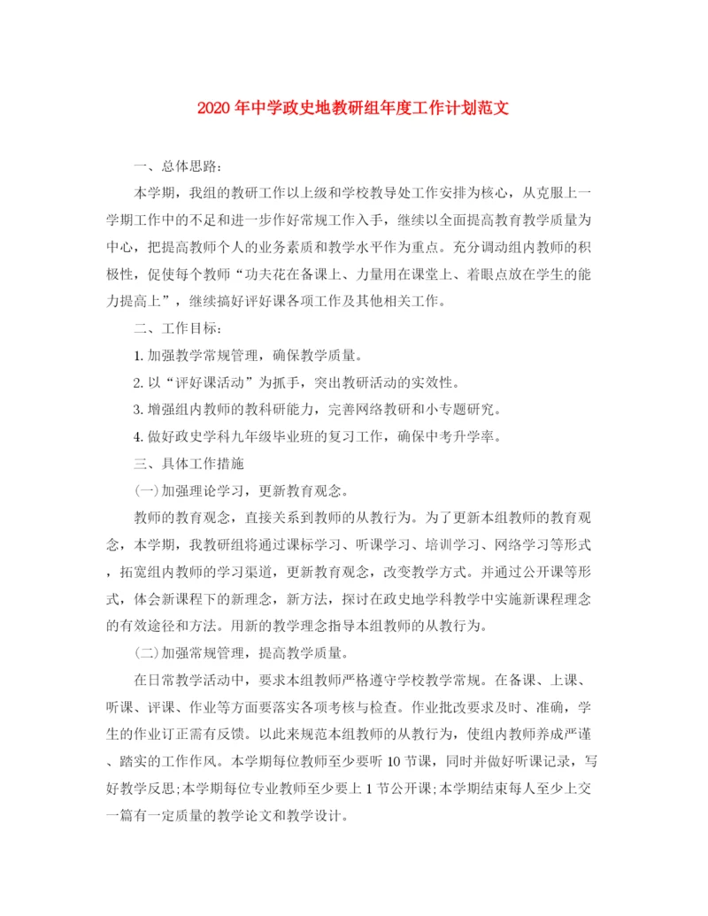 精编之年政史地教研组年度工作计划范文.docx