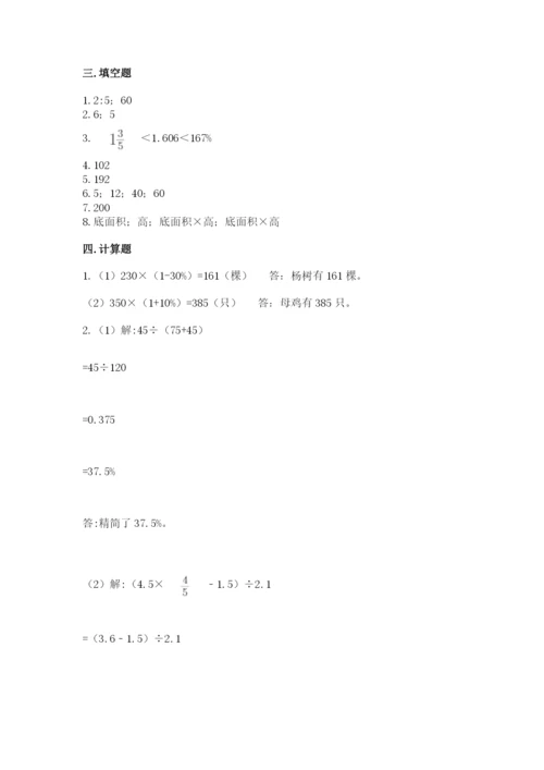 北京版六年级下册数学期中测试卷及完整答案（各地真题）.docx