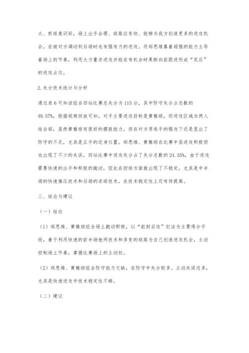 中国羽毛球混双运动员技战术运用分析-以郑思维、黄雅琼为例.docx
