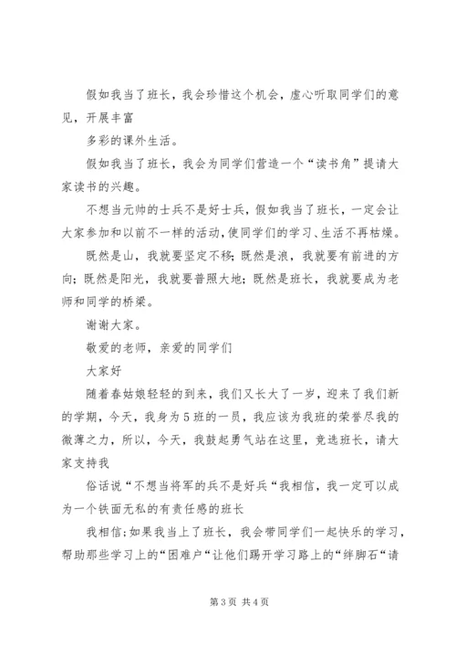 关于竞选班长的演讲稿与关于端午节的发言稿 (2).docx