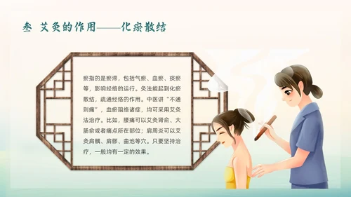绿色简约国潮风艾灸养生PPT模板
