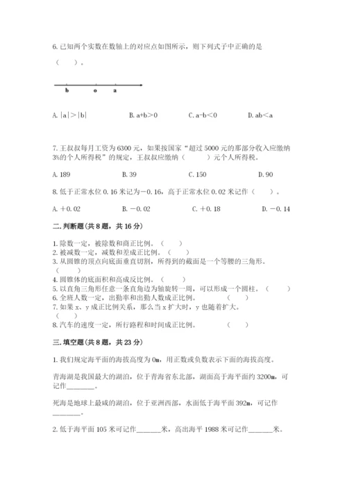 冀教版小学六年级下册数学期末综合素养测试卷（b卷）.docx