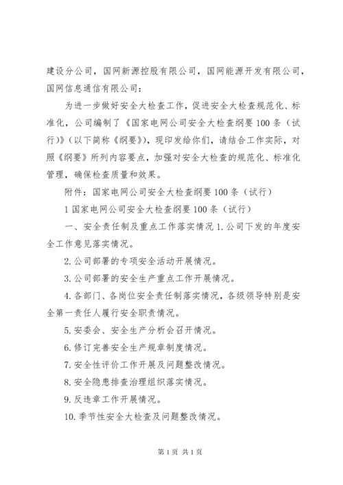 国网公司安全大检查纲要.docx