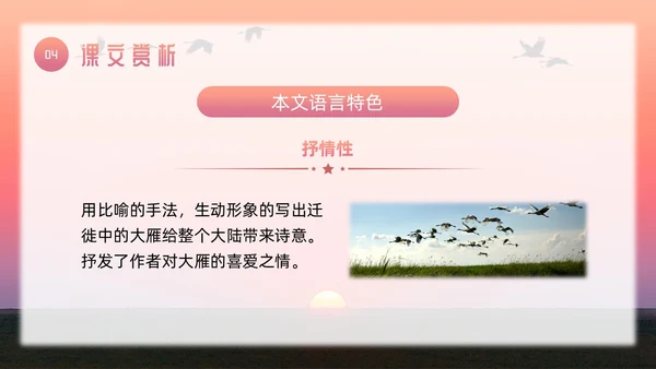 粉色简约八年级语文下册大雁归来PPT模板宣传PPT动态PP