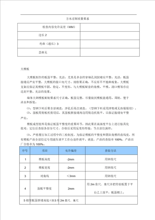 木模板施工组织规划方案木方