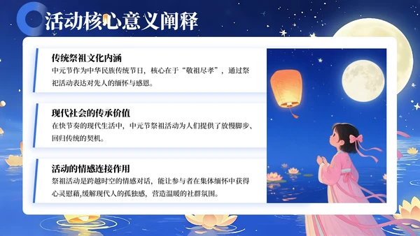 蓝色简约风中元节祭祖活动策划方案PPT模板