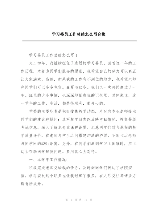 学习委员工作总结怎么写合集.docx