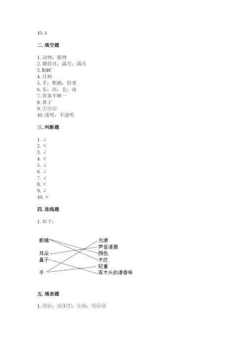 教科版二年级上册科学期末考试试卷及答案【全优】.docx