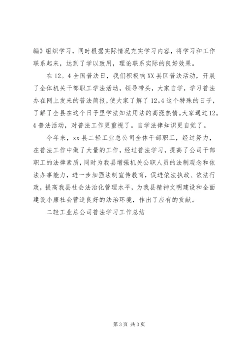 二轻工业总公司普法学习工作总结.docx