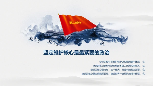 中国风水墨八一军队部队军魂维护核心PPT
