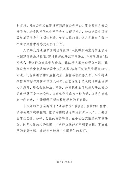 学习党的十八届四中全会精神依法治国心得体会 (2).docx
