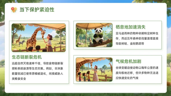绿黄色3D关于世界动物日宣传活动主题PPT模板