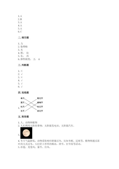 苏教版二年级上册科学期末测试卷及答案（网校专用）.docx