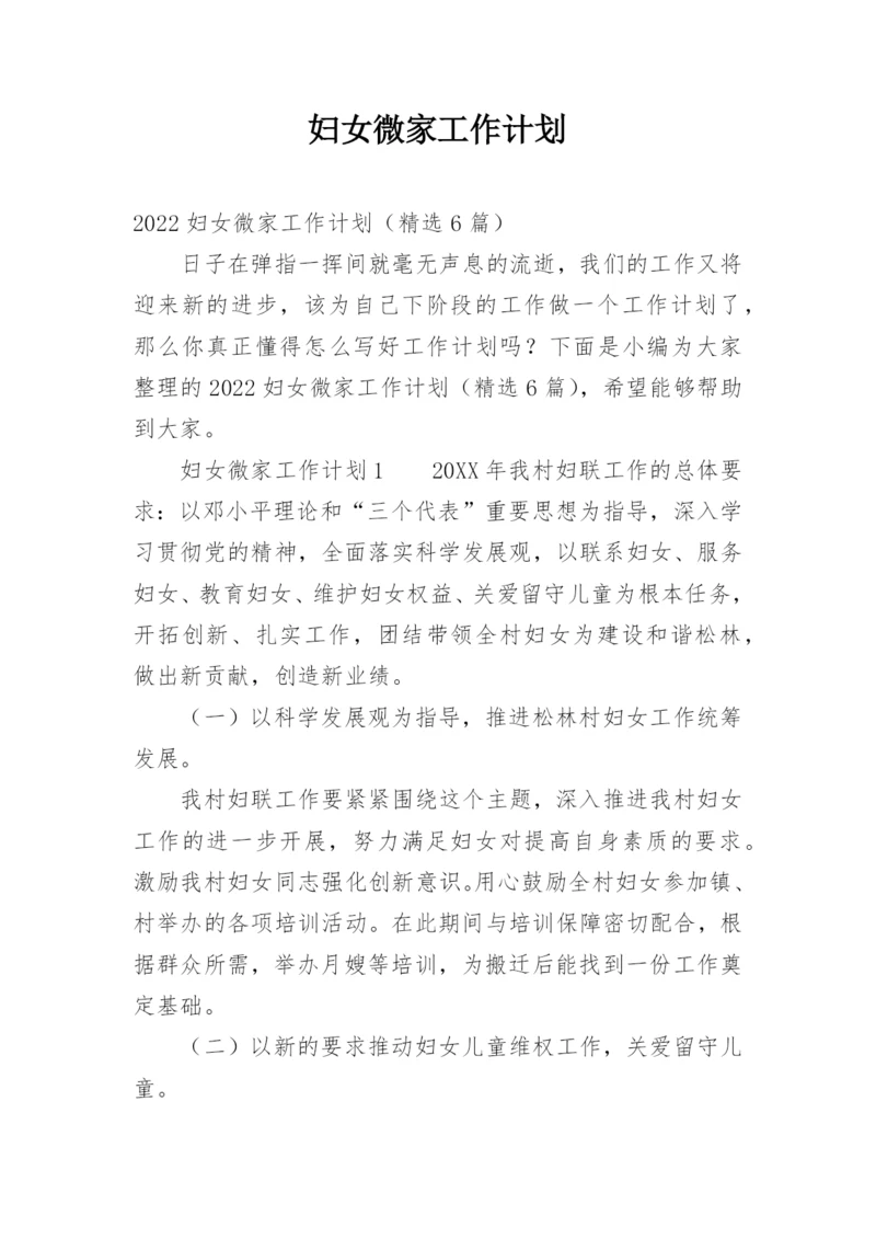 妇女微家工作计划.docx