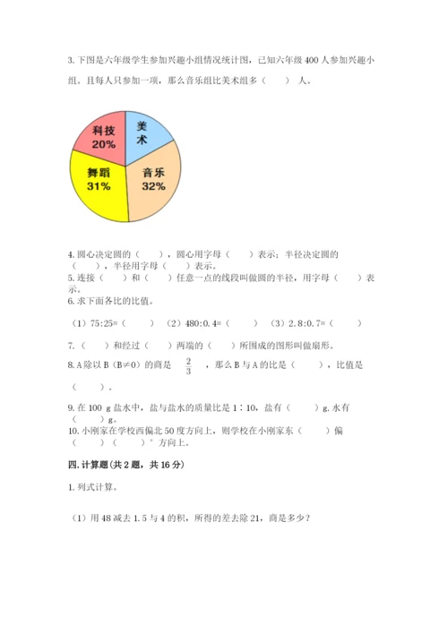 人教版六年级上册数学期末测试卷附答案（综合卷）.docx